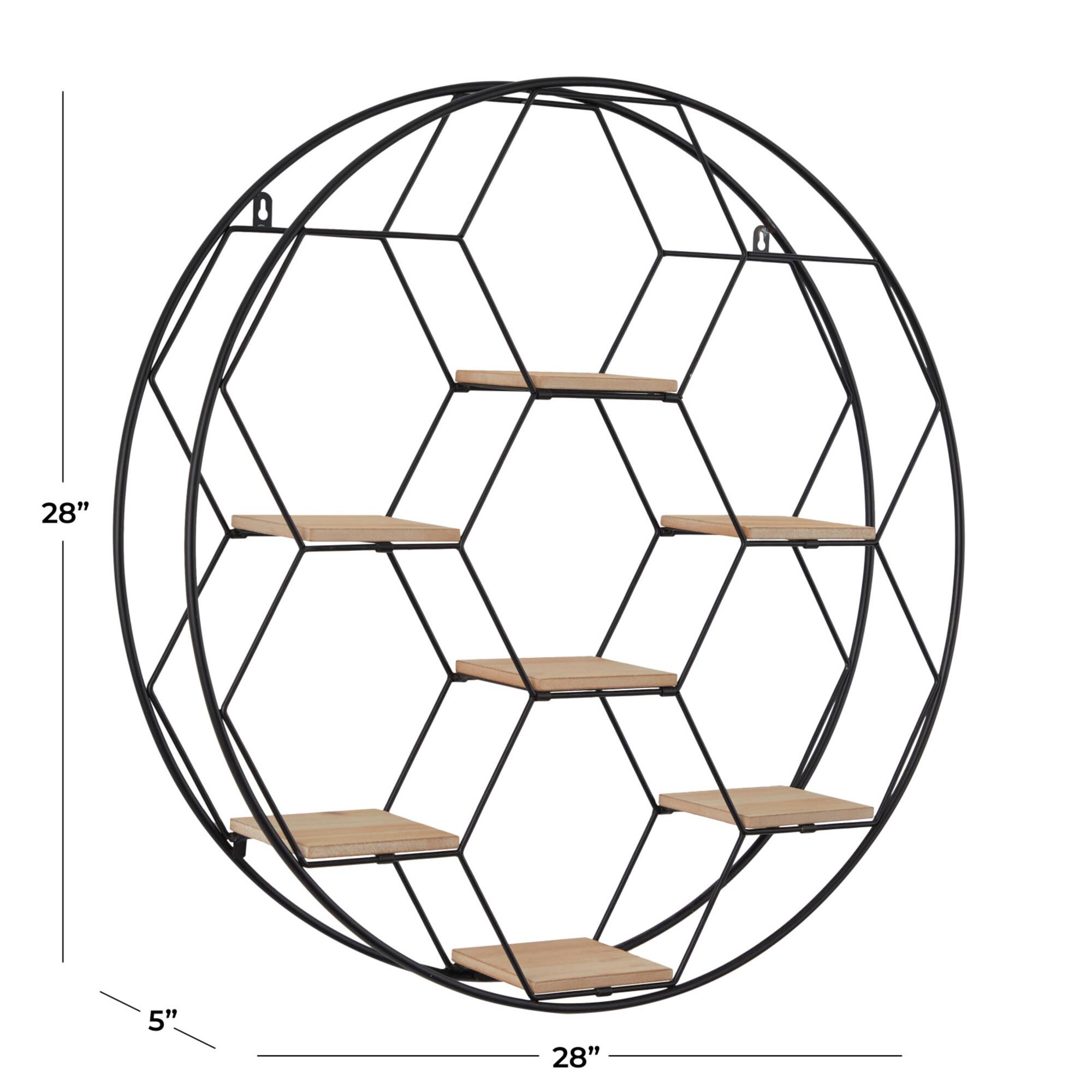 Black Metal Round 7 Shelves Wall Shelf 28" x 5" x 28"